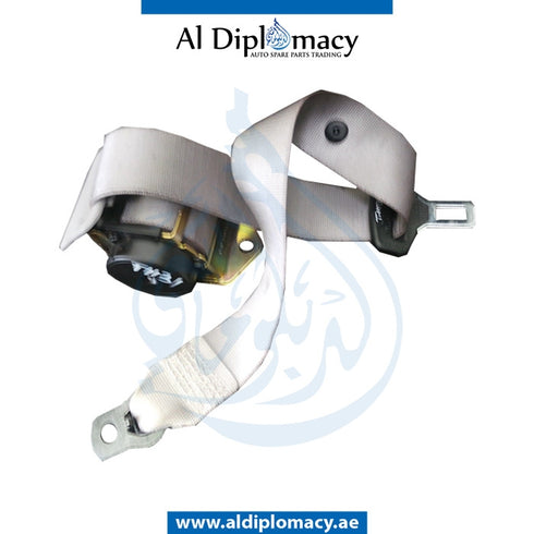 Rear SEAT Belt, White, CENTER for Mercedes-Benz E Class W211 (2002-2009) models, Part Number UN-2118600985-WH